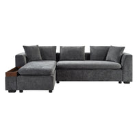 Modern L-Shaped Sectional Sofa with Storage in Gray Chenille, 93.7'
