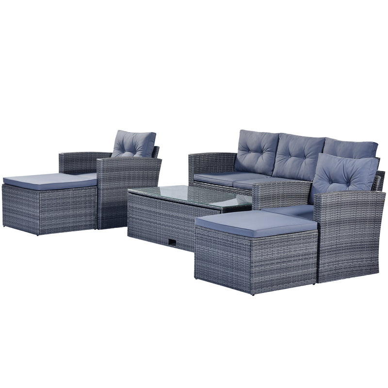 6-piece All-Weather PE rattan Patio Outdoor Dining Conversation