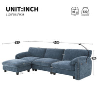 108' Modular Sectional Sofa, L-Shape with 31.5' Extra-Wide Seat