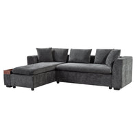 Modern L-Shaped Sectional Sofa with Storage in Gray Chenille, 93.7'
