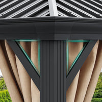 10x12 Hardtop Gazebo Netting Curtains Steel Brown