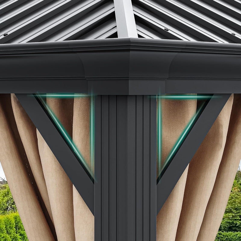 10x12 Hardtop Gazebo Netting Curtains Steel Brown