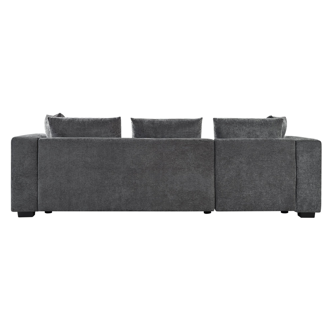 Modern L-Shaped Sectional Sofa with Storage in Gray Chenille, 93.7'