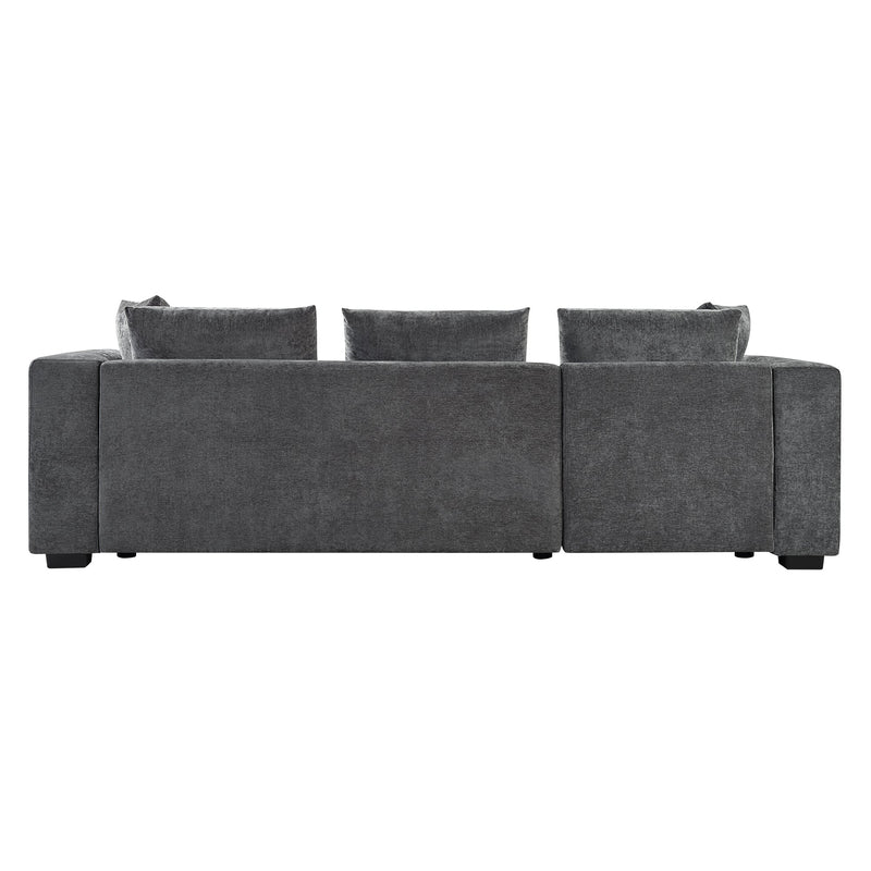 Modern L-Shaped Sectional Sofa with Storage in Gray Chenille, 93.7'