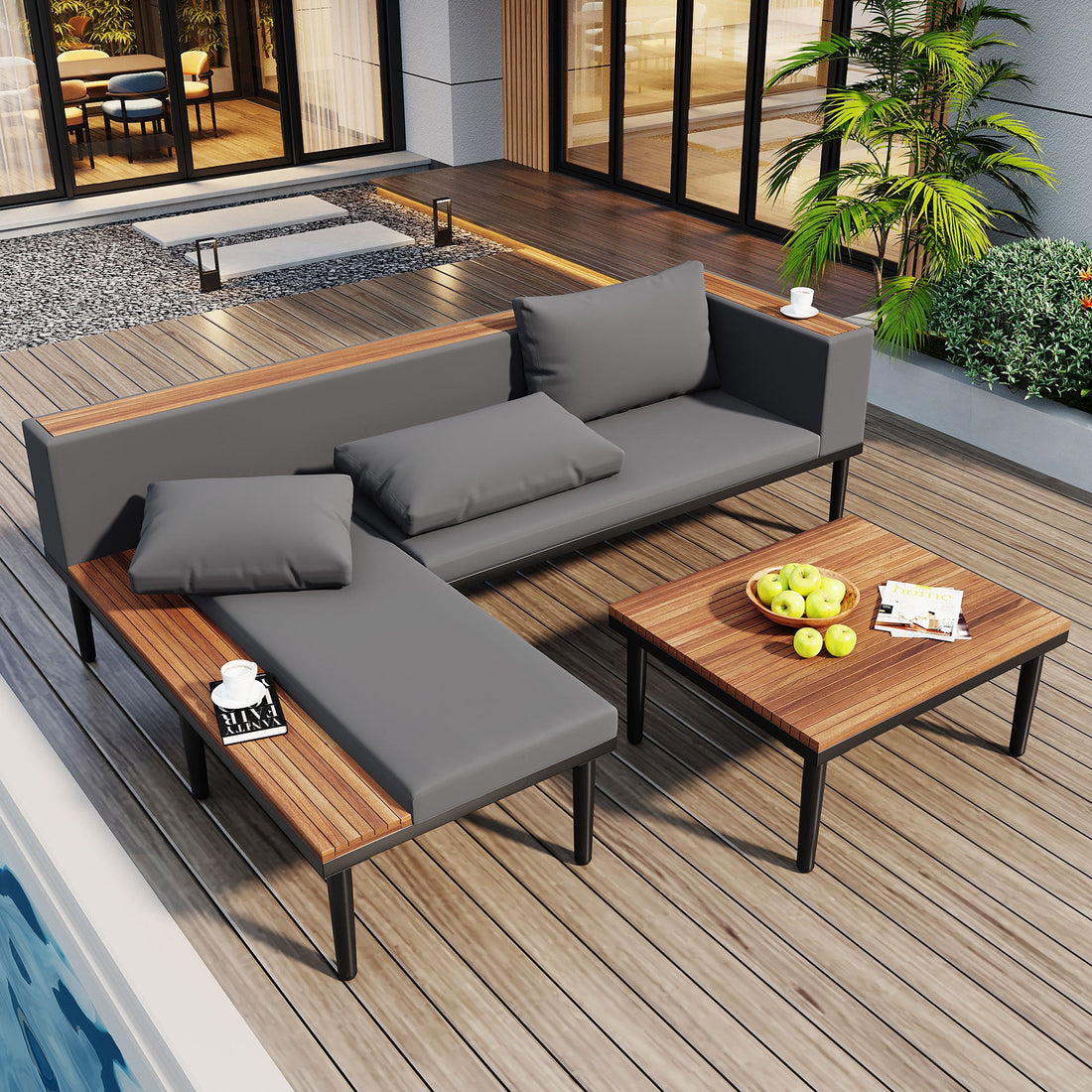 Luxury Patio Furniture Set with Removable Cushions and Coffee Table