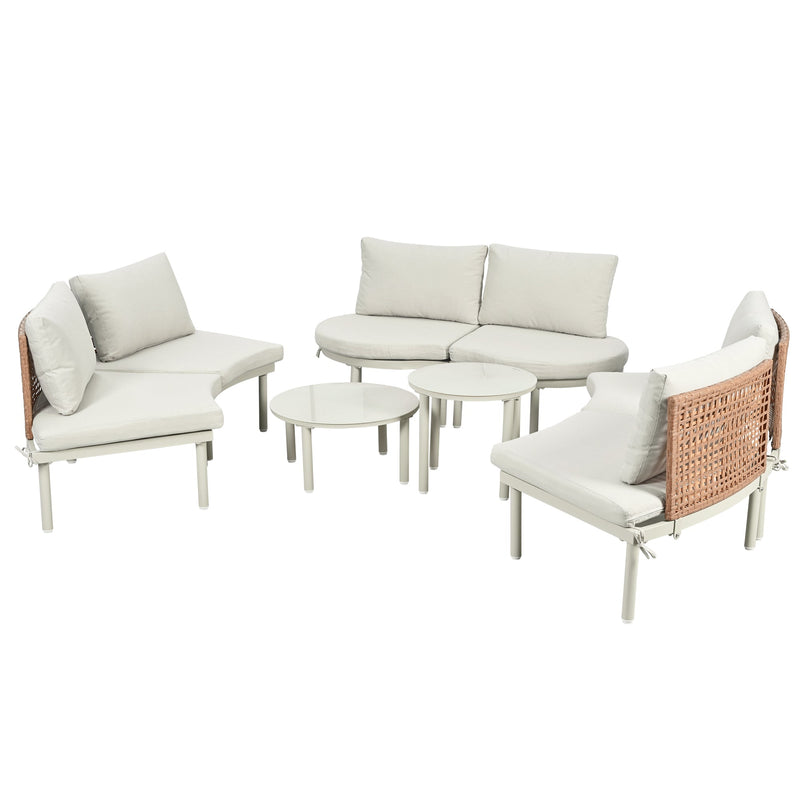 8-Piece Patio Sofa Furniture Set, Half Moon Outdoor Sectional Sofa