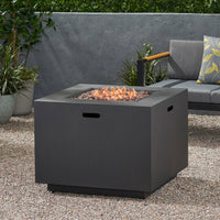 Outdoor Iron Square Propane Fire Pit with Tank Space, Brushed Brown