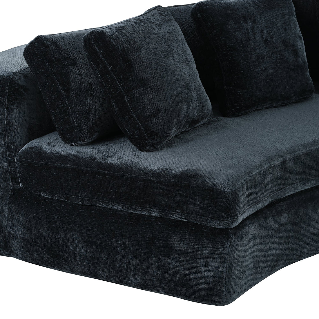 4-Seater Curved Modular Chenille Sofa – Navy Blue