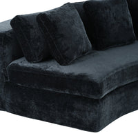 4-Seater Curved Modular Chenille Sofa – Navy Blue