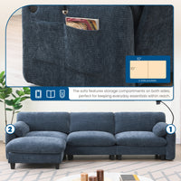 108' Modular Sectional Sofa, L-Shape with 31.5' Extra-Wide Seat