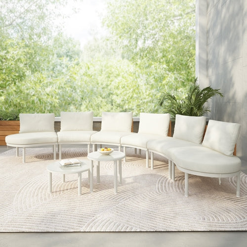 8-Piece Patio Sofa Furniture Set, Half Moon Outdoor Sectional Sofa