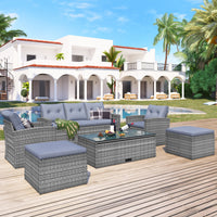 6-piece All-Weather PE rattan Patio Outdoor Dining Conversation