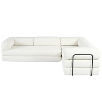 L-Shaped Modular Sofa Bed in Corduroy Fabric, Ideal for Living Rooms