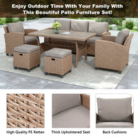 6-Piece Outdoor Rattan Wicker Set Patio Garden Backyard Sofa, Chair,