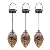 2Pcs Solar LED Hanging Lantern Lights Metal Garden Patio Decor Lights