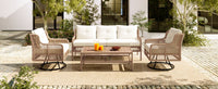 4 Pieces Patio Furniture Set with Swivel Chairs, Outdoor Wicker Sofas