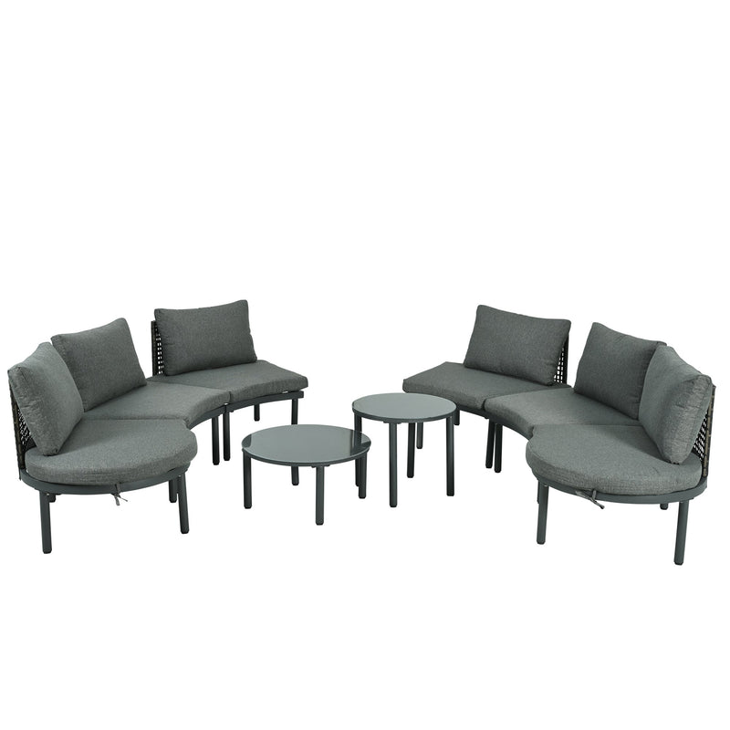 8-Piece Patio Sofa Furniture Set, Half Moon Outdoor Sectional Sofa