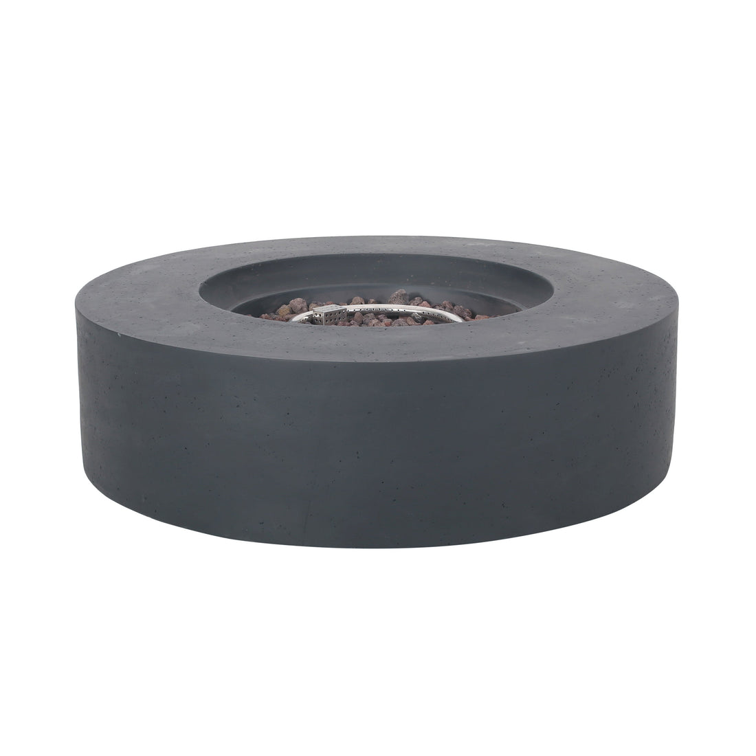 Modern Lightweight Concrete Outdoor Circular Fire Pit 50,000 BTU Dark