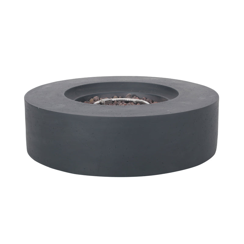 Modern Lightweight Concrete Outdoor Circular Fire Pit 50,000 BTU Dark