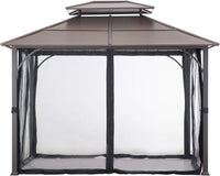 10x12 Hardtop Gazebo Steel Frame Netting Brown