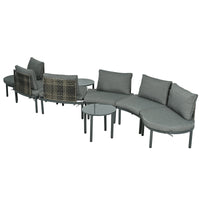 8-Piece Patio Sofa Furniture Set, Half Moon Outdoor Sectional Sofa
