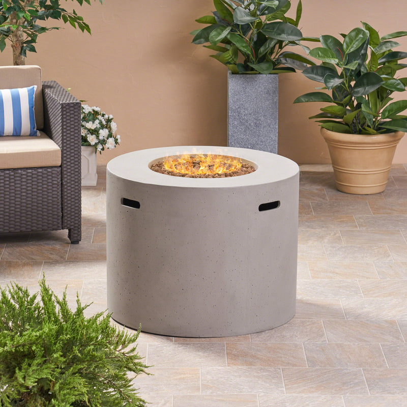 Light Grey Magnesium Oxide 31' Round Fire Pit with 40,000 BTU for