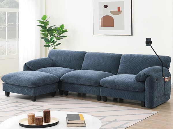 108' Modular Sectional Sofa, L-Shape with 31.5' Extra-Wide Seat