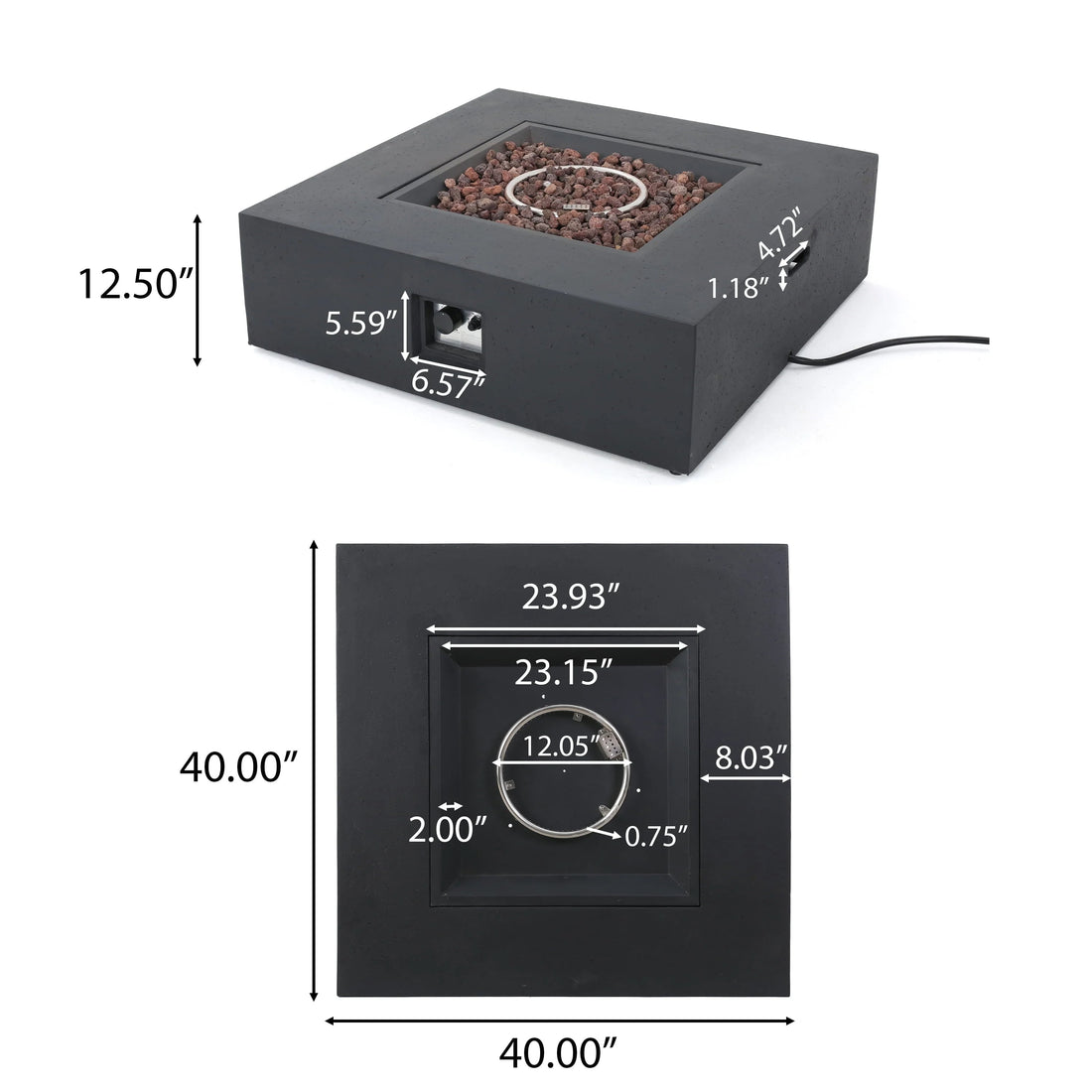 Outdoor 50000 BTU Propane Fire Pit, Dark Grey, with Tank Holder