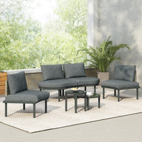 6-Piece Patio Sofa Furniture Set, Half Moon Outdoor Sectional Sofa