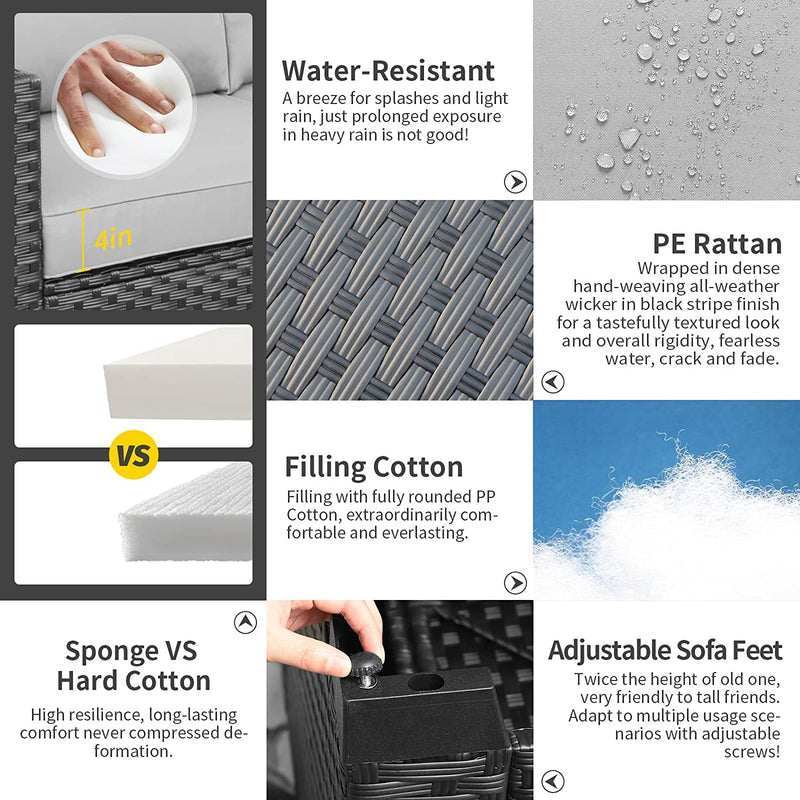 5 Pcs Outdoor Furniture Sets Patio Furniture Set with 45" Fire Pit