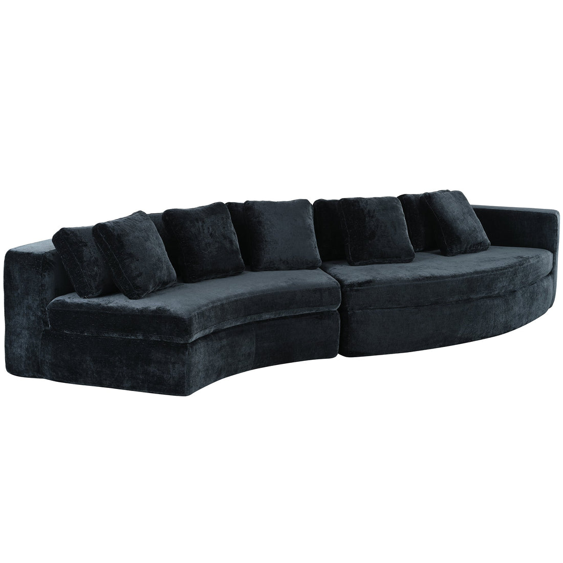 4-Seater Curved Modular Chenille Sofa – Navy Blue