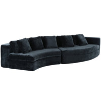 4-Seater Curved Modular Chenille Sofa – Navy Blue