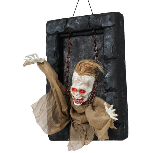 Halloween Hanging Animated Zombie Prisoner Decoration Sound-Activated