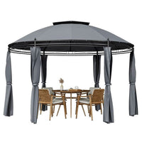 Circular Dome Hexagon Gazebo Canopy with Polyester Privacy Curtain in