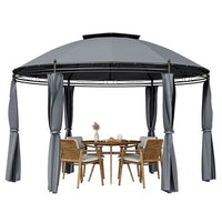 Circular Dome Hexagon Gazebo Canopy with Polyester Privacy Curtain in