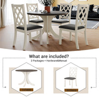 Mid-Century Solid Wood 5-Piece Round Dining Table Set, Kitchen Table