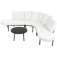 Patio Half- Moon Curved Outdoor Furniture Sofa Set with Coffee Table