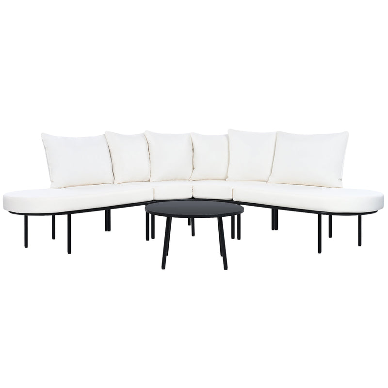 Patio Half- Moon Curved Outdoor Furniture Sofa Set with Coffee Table