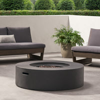 Modern Lightweight Concrete Outdoor Circular Fire Pit 50,000 BTU Dark