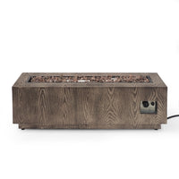 Outdoor 48' Rectangular Iron Propane Fire Pit with 50,000 BTU, Brown