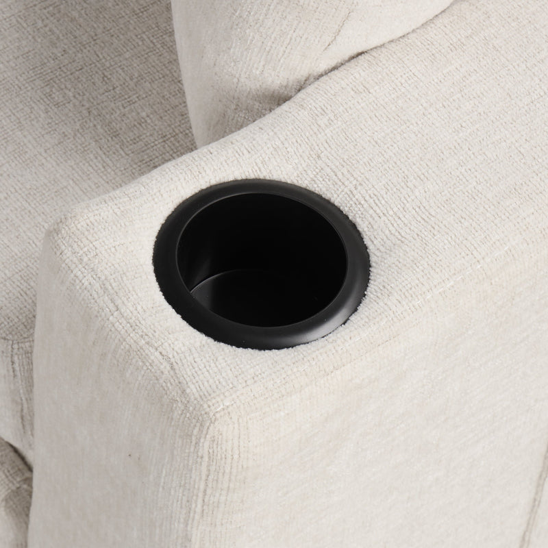 Beige Chenille Sectional Sofa Convertible Pull-out Bed with Storage