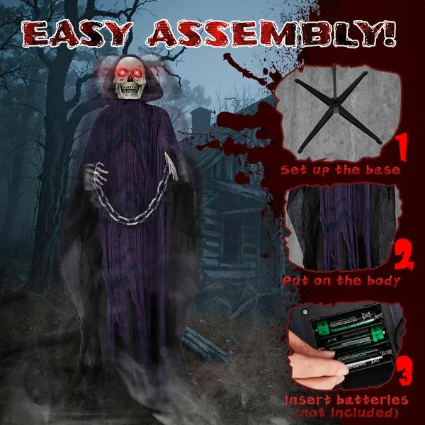 6ft Halloween Decorations Outdoor Life Size Animatronics Grim Reaper