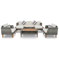 6-Pieces All Weather PE Wicker Sofa Set, Outdoor Rattan sofa With
