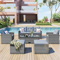 6-piece All-Weather PE rattan Patio Outdoor Dining Conversation