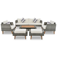 6-Pieces All Weather PE Wicker Sofa Set, Outdoor Rattan sofa With