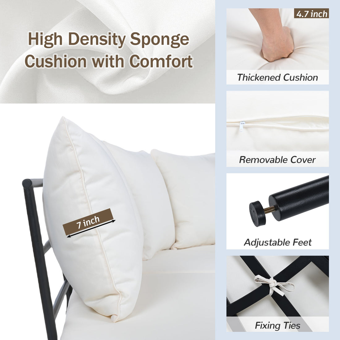 Patio Half- Moon Curved Outdoor Furniture Sofa Set with Coffee Table