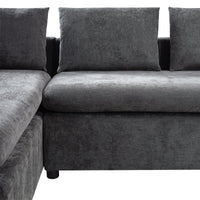 Modern L-Shaped Sectional Sofa with Storage in Gray Chenille, 93.7'