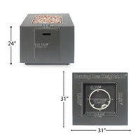 Outdoor Iron Square Propane Fire Pit with Tank Space, Brushed Brown