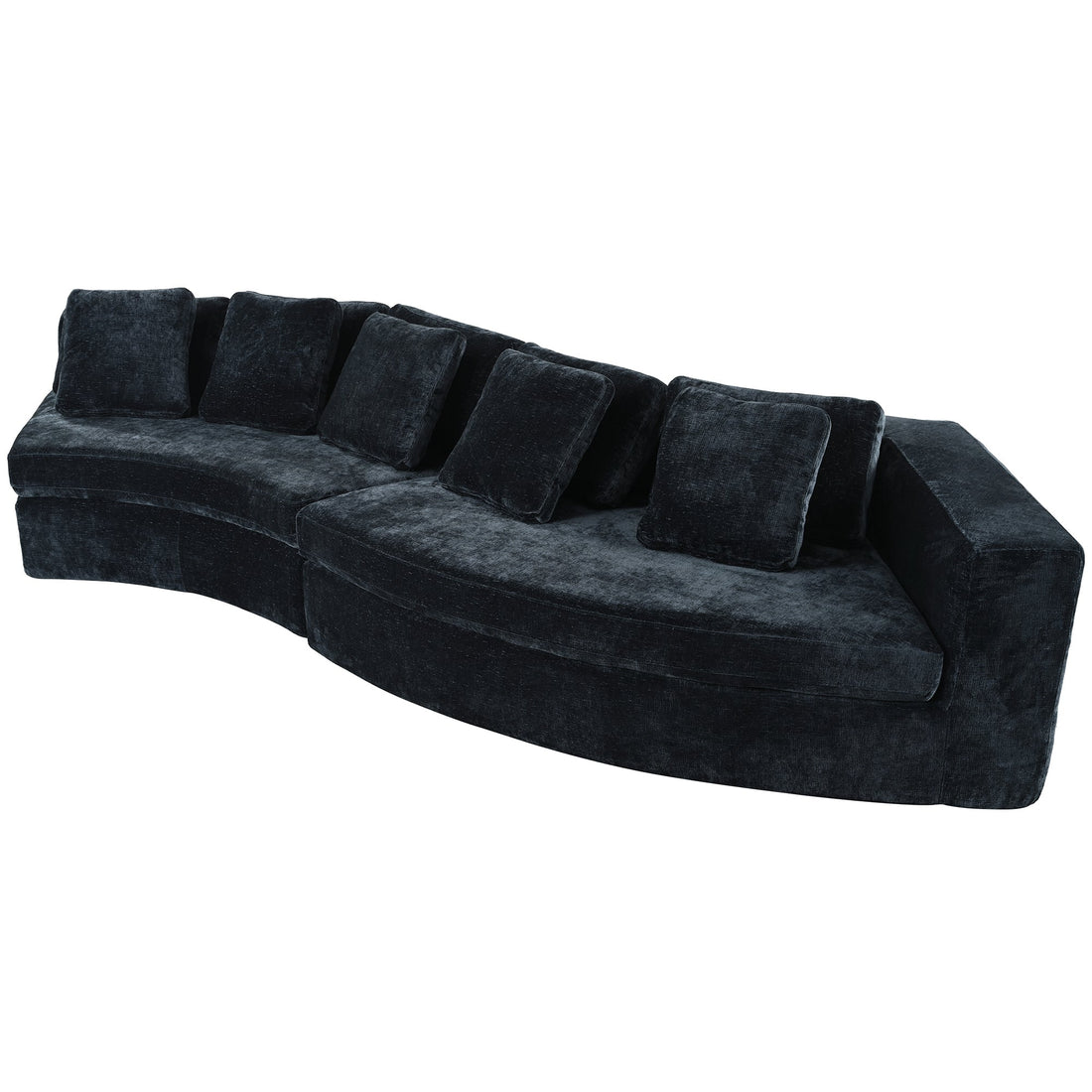 4-Seater Curved Modular Chenille Sofa – Navy Blue