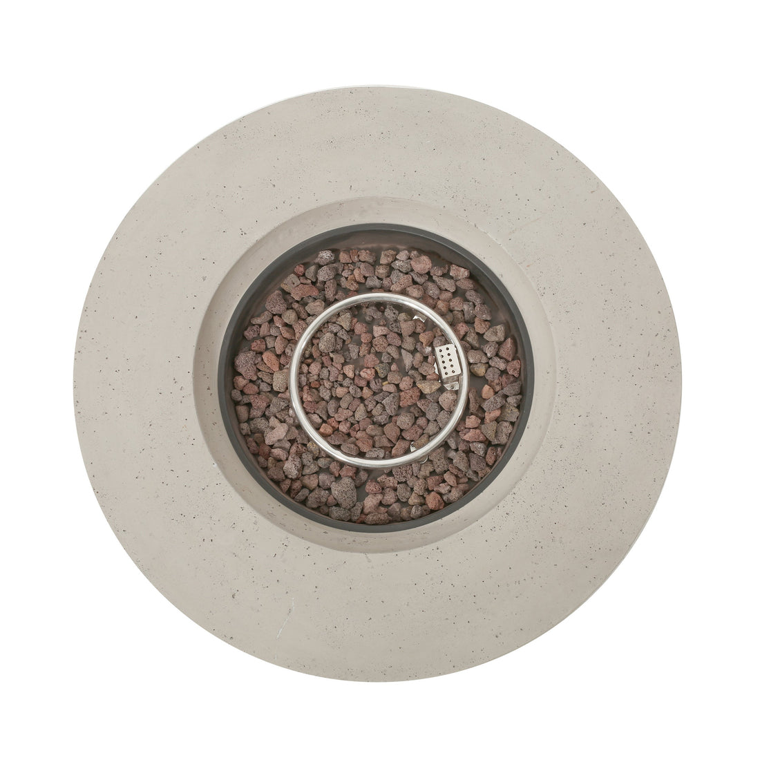 Modern Outdoor 50,000 BTU Round MgO Concrete Propane Fire Pit, Light